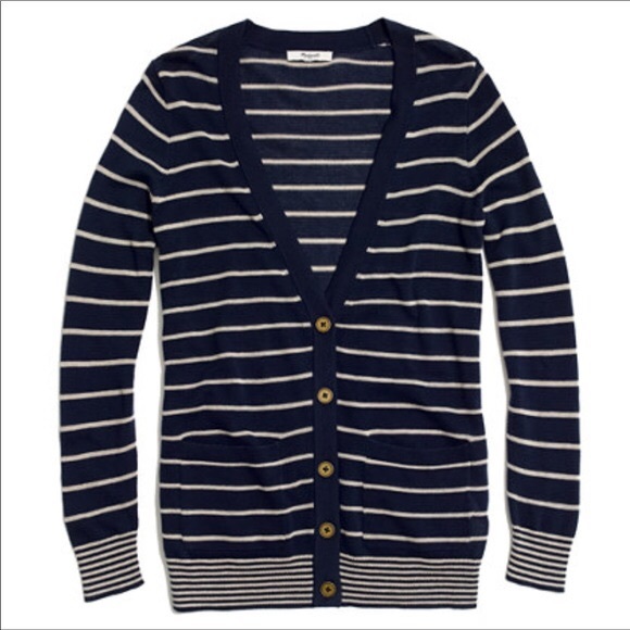 Madewell Sweaters - Madewell Navy striped cardigan L